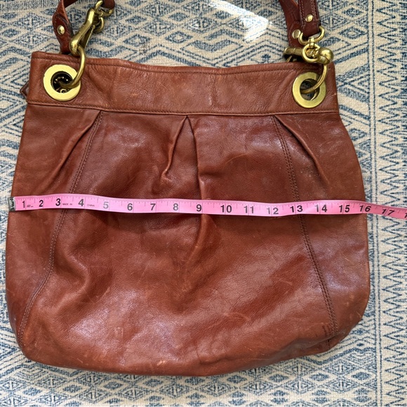 Vintage Coach Brown Leather Crossbody Bag with Gold Accents, XL size - Picture 8 of 9